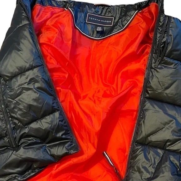 Women’s TOMMY HILFIGER Mixed Media Navy Blue Sherpa Puffer Jacket Coat - Picture 8 of 10